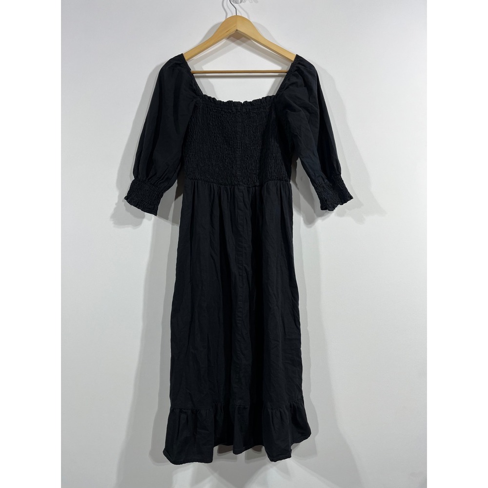 Sim & Sam Boho Cottagecore Milkmaid Smocked Midi Dress Women Medium Fairy Grunge - Picture 3 of 9